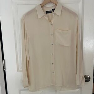 Liz Claiborne Collection Silk Cream Button-Down Blouse Size 4